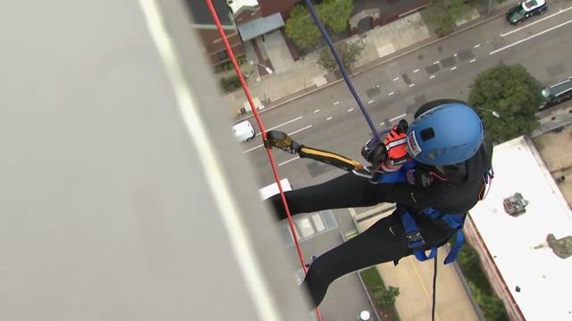 WRAL's Ashley Rowe rappels down 30-story Raleigh tower