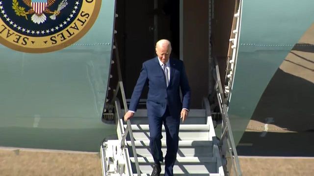 Air Force One arrives at RDU: President Biden to deliver speech about economy
