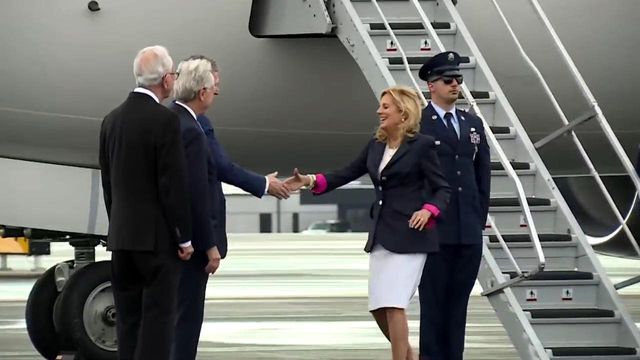First Lady Jill Biden arrives at North Carolina airport