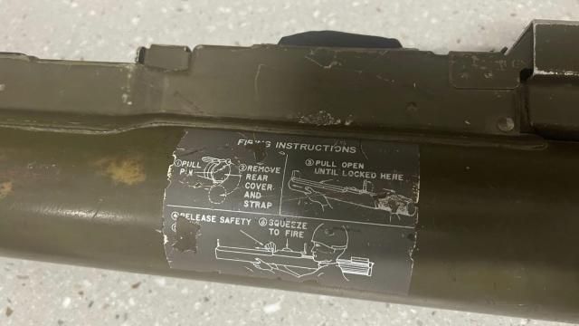 This photo provided by Sutton Police Department shows a U.S. Army rocket launcher found in a vehicle by Sutton Police on Wednesday, Feb. 21, 2024 in Sutton, Mass. Det. Alex Sinni said he was unnerved to find a U.S. Army rocket launcher when searching a suspicious truck for drugs. (Sutton Police Department via AP) This photo provided by Sutton Police Department shows a U.S. Army rocket launcher found in a vehicle by Sutton Police on Wednesday, Feb. 21, 2024 in Sutton, Mass. Det. Alex Sinni said he was unnerved to find a U.S. Army rocket launcher when searching a suspicious truck for drugs. (Sutton Police Department via AP)