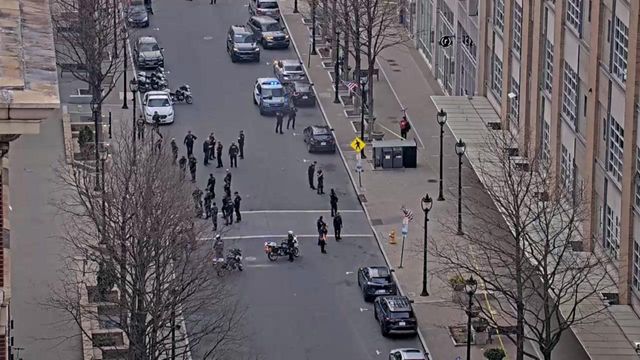 Protesters block Fayetteville Street in downtown Raleigh