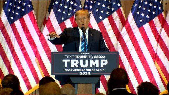 Former President Trump speaks with supporters after Super Tuesday wins