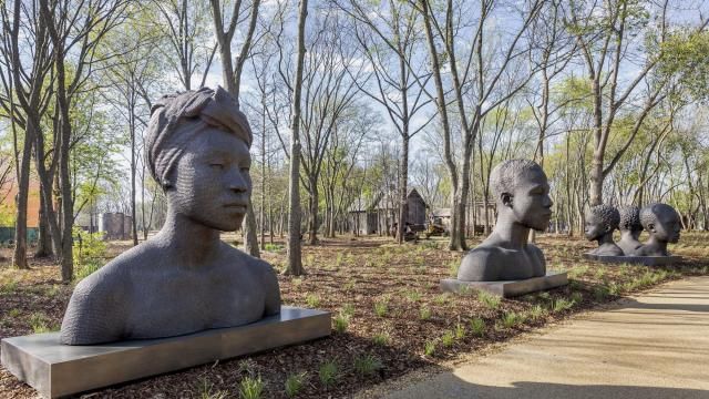 "Black Renaissance," by Rayvenn D'Clark, bronze, 2023, during a media tour of Equal Justice Initiative's new Freedom Monument Sculpture Park, Tuesday, March 12, 2024, in Montgomery, Ala. (AP Photo/Vasha Hunt) "Black Renaissance," by Rayvenn D'Clark, bronze, 2023, during a media tour of Equal Justice Initiative's new Freedom Monument Sculpture Park, Tuesday, March 12, 2024, in Montgomery, Ala. (AP Photo/Vasha Hunt)