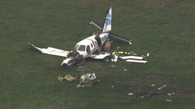 Sky 5 flies over plane crash at RDU