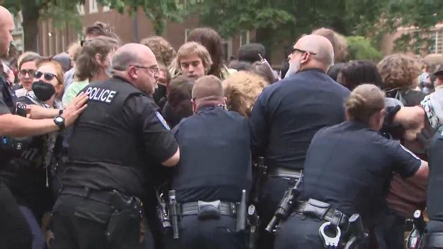 Police intervene during protest at UNC-Chapel Hill