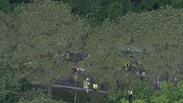 Sky 5 flies over head-on crash in Wake County
