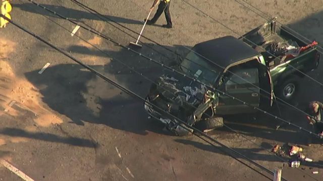 Sky 5 flies over serious crash that shut down E. Millbrook Road in Raleigh