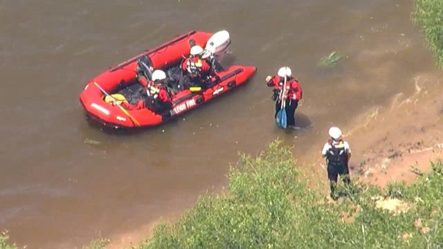 Sky 5 flies over water rescue in Raleigh