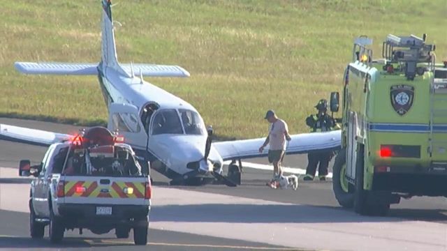 Small plane stuck on runway at RDU