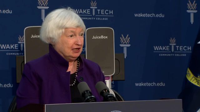 US Treasury Secretary Janet Yellen discusses economy and impacts of the Inflation Reduction Act during visit to Raleigh