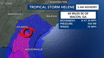 Helene radar, path, flood risk