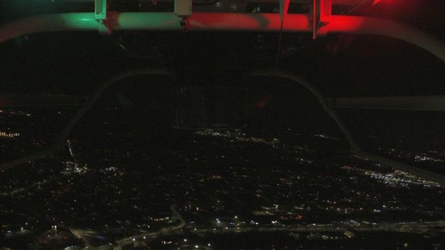 Sky 5 flies over the New Year’s Eve festivities at WRAL First Night Raleigh before the 7 p.m. acorn drop