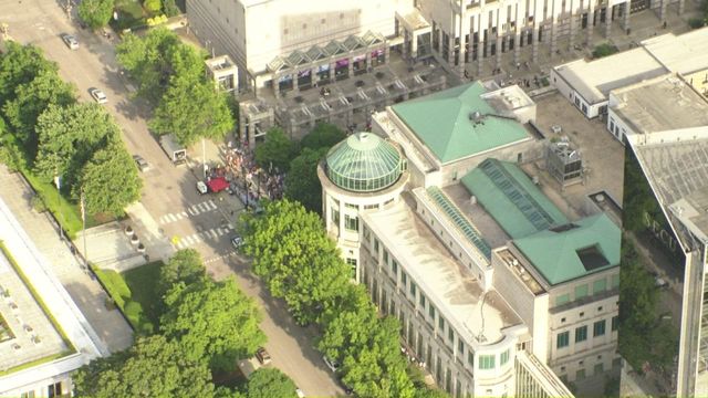 Protesters march in downtown Raleigh for May Day