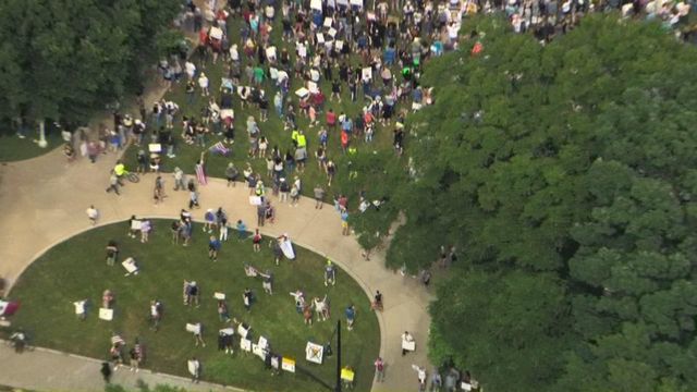 Sky 5 takes a look over the Triangle "No Kings" protests