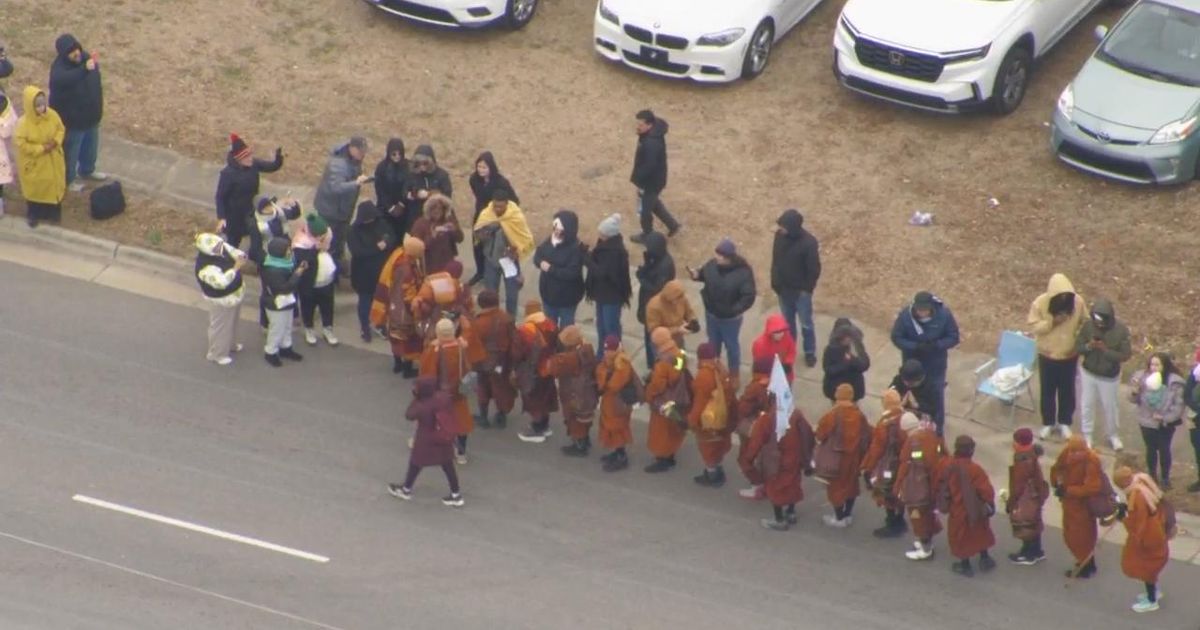 Tracking: 'Walk For Peace' monks on Avent Ferry, less than two miles from Raleigh lunch stop