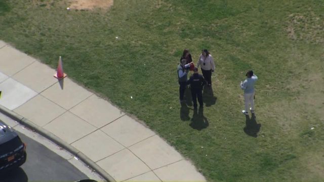 Sky 5: Police presence over Lufkin Road Middle School in Apex