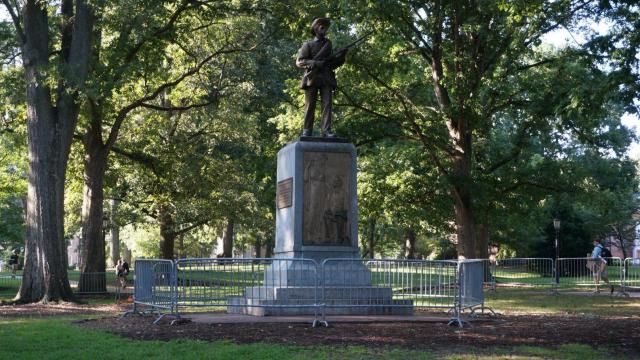 Barrier placed around UNC 'Silent Sam' statue