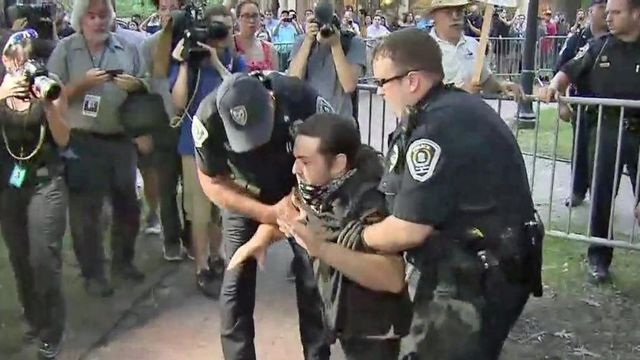 Three arrested in protests