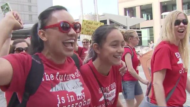 School support employees join teachers for rally in Raleigh