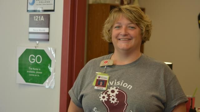 Nanette Merritt, a school nurse at Envision Science Academy in Wake Forest