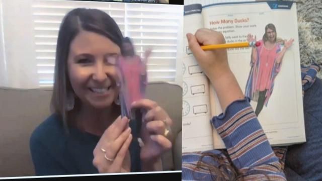 Second grade teacher Nicole Humphrey displays her own