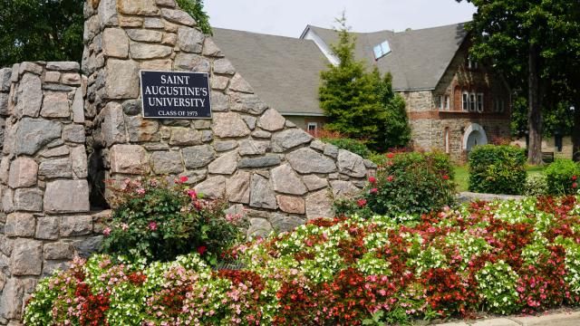 Saint Augustine's University entrance. Photo taken July 10, 2021. 