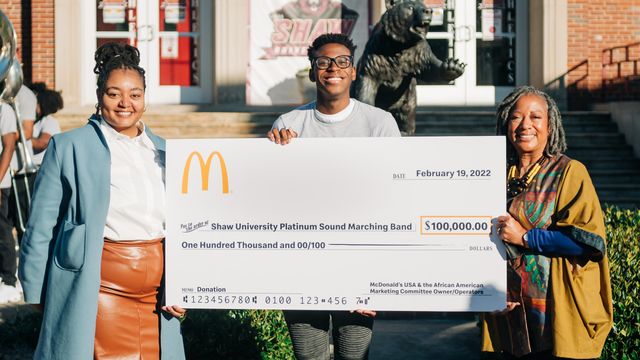 Shaw marching band granted $100,000 from McDonald's