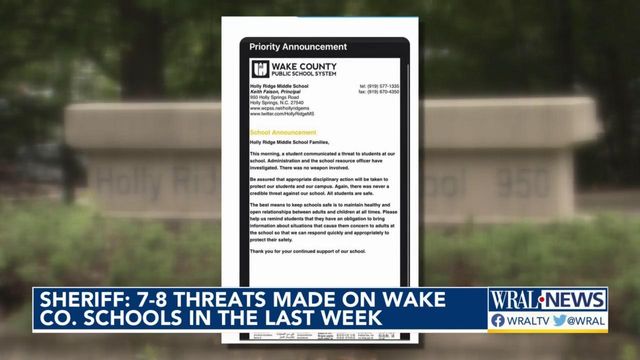 Sheriff: Criminal charges possible after 7 threats made against Wake schools