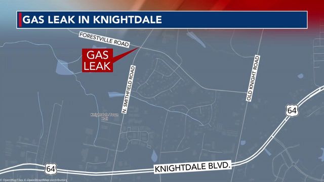 Crews respond to gas leak in Knightdale