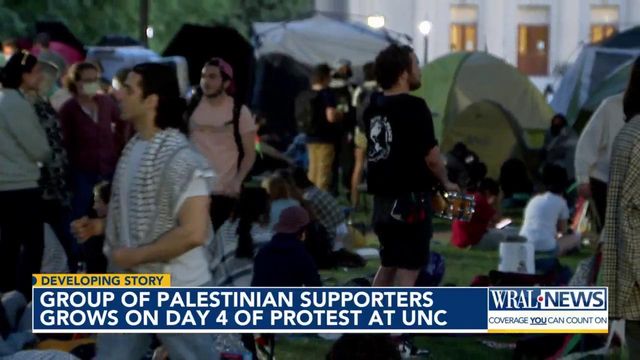 Group of Palestinian supporters grows on day four of protest at UNC