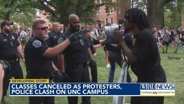 Classes canceled at UNC as protesters, police clash on campus
