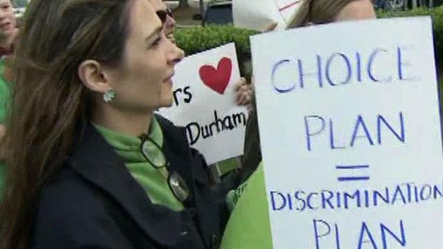 Wake parents protest student assignment outside meeting