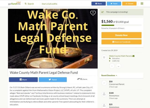Go Fund Me for Wake parent Blain Dillard