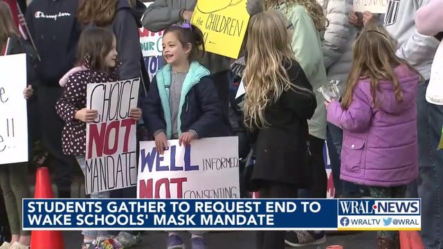 Wake students gather to ask for end to mask mandate in schools 