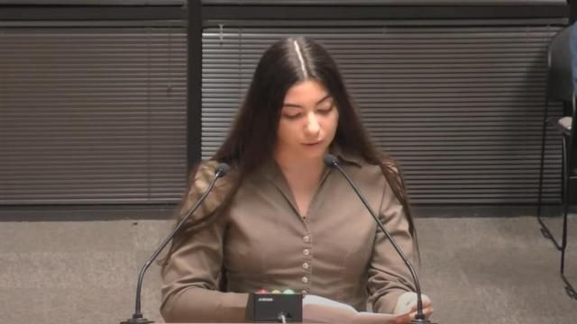 Lorena Benson speaks to the Wake County Board of Education, Sept. 17, 2024