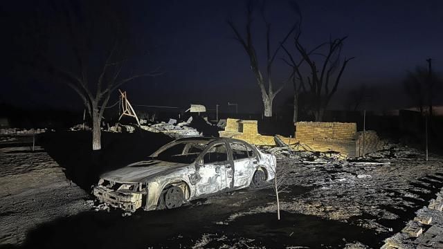 A charred vehicle sits near the ruins of a home after the property was burned by the Smokehouse Creek Fire, Wednesday, Feb. 28, 2024, in Fritch, Texas. (AP Photo/Ty O'Neil) A charred vehicle sits near the ruins of a home after the property was burned by the Smokehouse Creek Fire, Wednesday, Feb. 28, 2024, in Fritch, Texas. (AP Photo/Ty O'Neil)