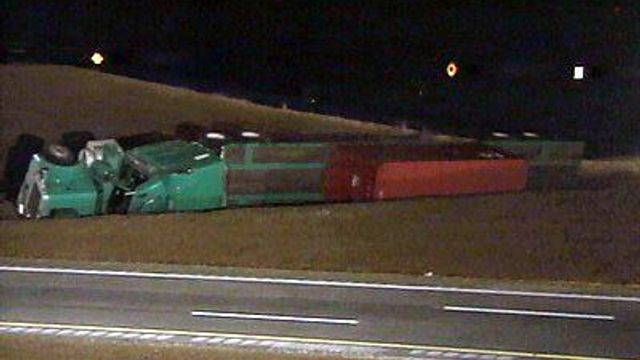 Tractor-Trailer Carrying Uranium Overturns on I-40 in Johnston Co.