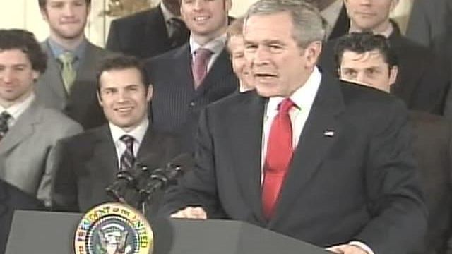 President Bush Praises, Teases Canes at White House