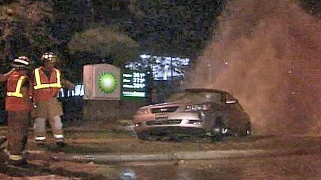 Cab crash creates geyser in Raleigh