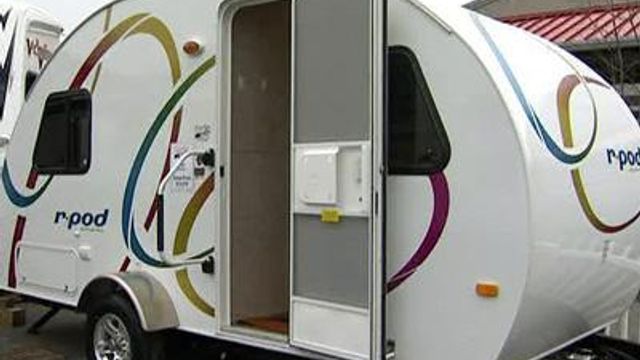 RVs, campers on display at fairgrounds
