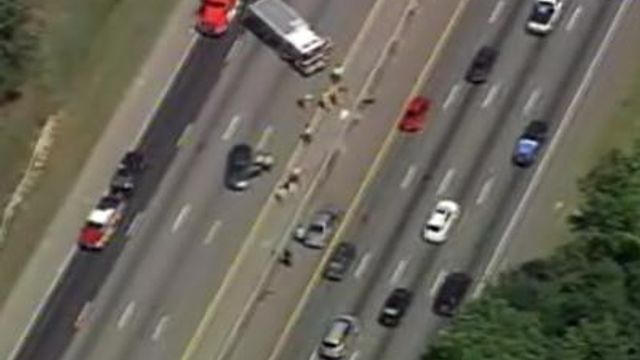 Sky 5 flies over I-40 West after motorcycle wreck