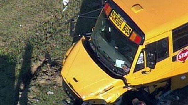 Sky 5 view of Johnston County school bus wreck