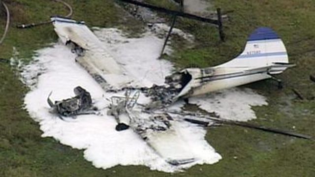 Sky 5 flies over burning plane in Chatham County