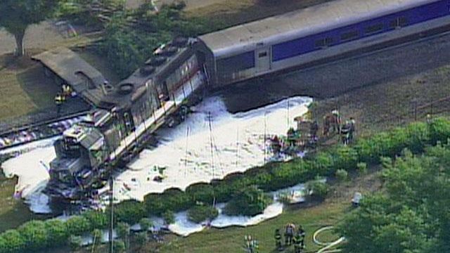 Raw: Sky 5 flies over train derailment