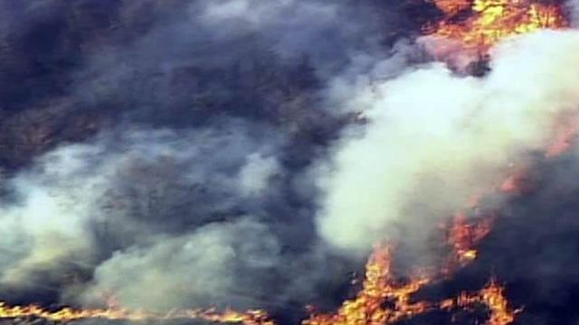 Sky 5 flies over Cumberland County wildfire