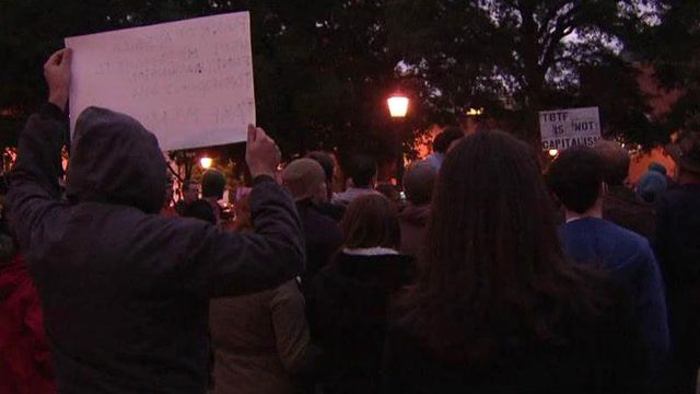 Raleigh protesters frustrated with corporations, Congress
