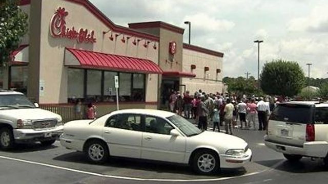 Supporters crowd into Chick-fil-A chains across Triangle