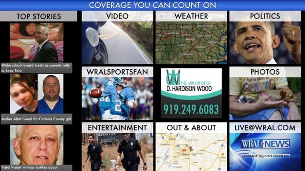 Home screen from WRAL iPad app