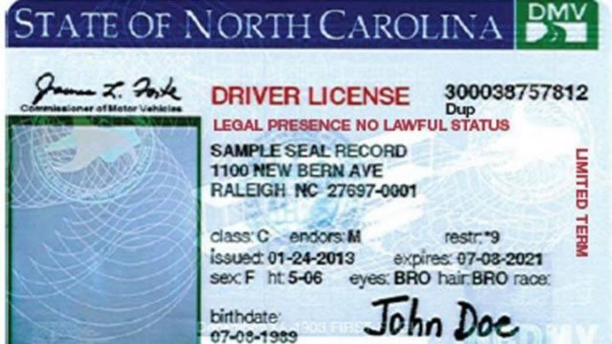 Sample DACA license