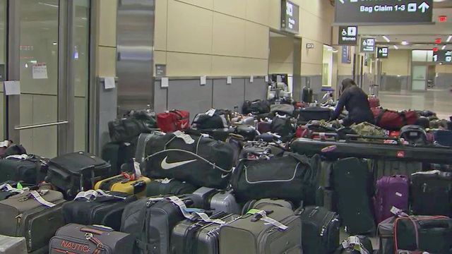 Deep freeze leaves sea of luggage at RDU